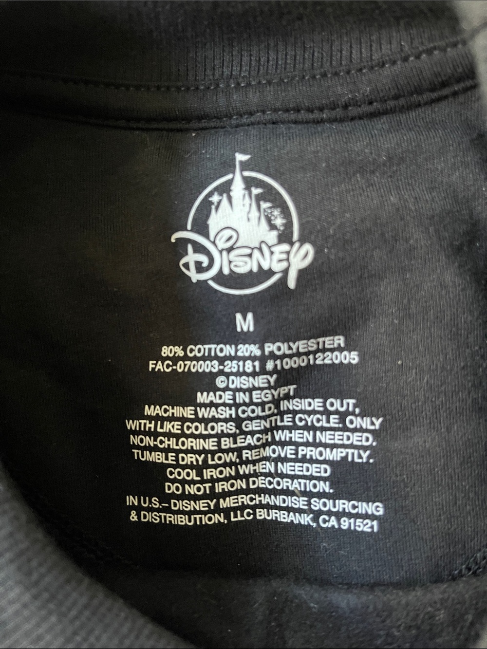 Disney Black Crewneck Tee with Subtle Castle Logo